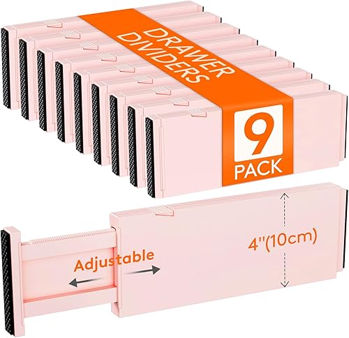 Lifewit Paquete de 9 separadores de cajones de 4 pulgadas de alto, 11 a 17 pulgadas de alto, organizadores de cajones ajustables para ropa,