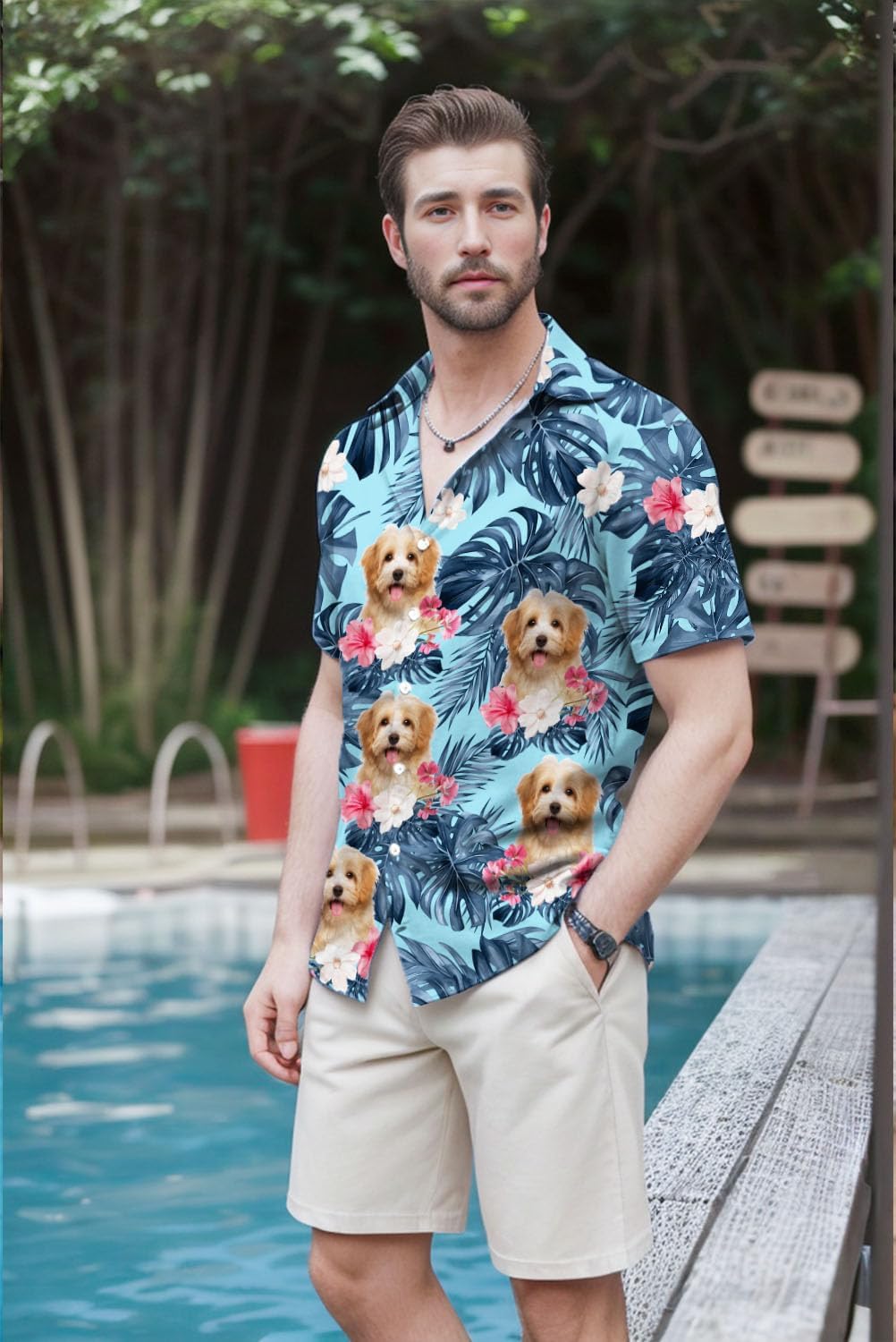 Havanese Hawaiian Shirts for Men,Button Down Beach Casual Shirtss - Image 3