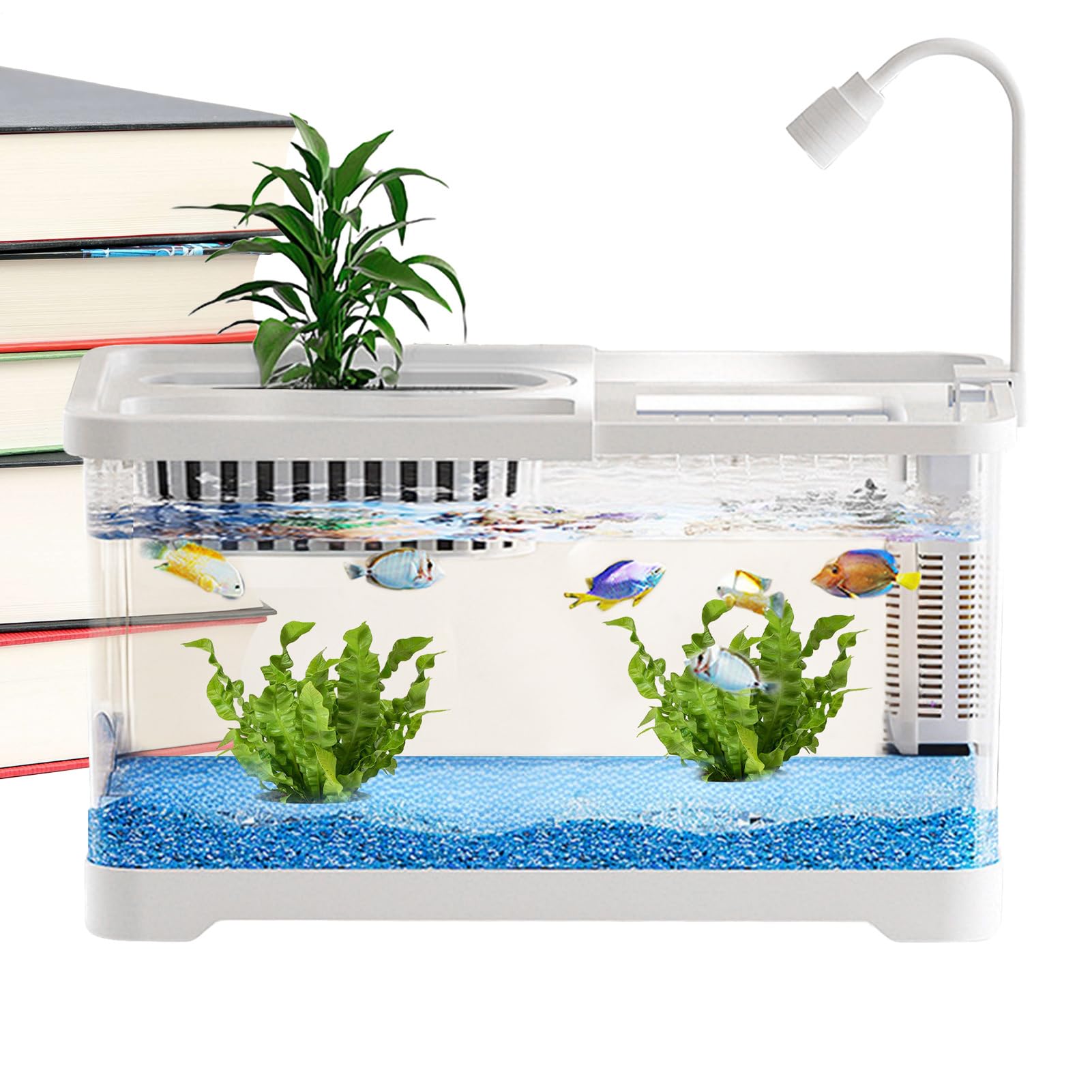 Acquario Pesci | Kit Acquario Paesaggio per Combattenti, Gamberi e - Decorativo Chiaro per Ufficio Camera da Soggiorno Pesce Guppy Tartaruga