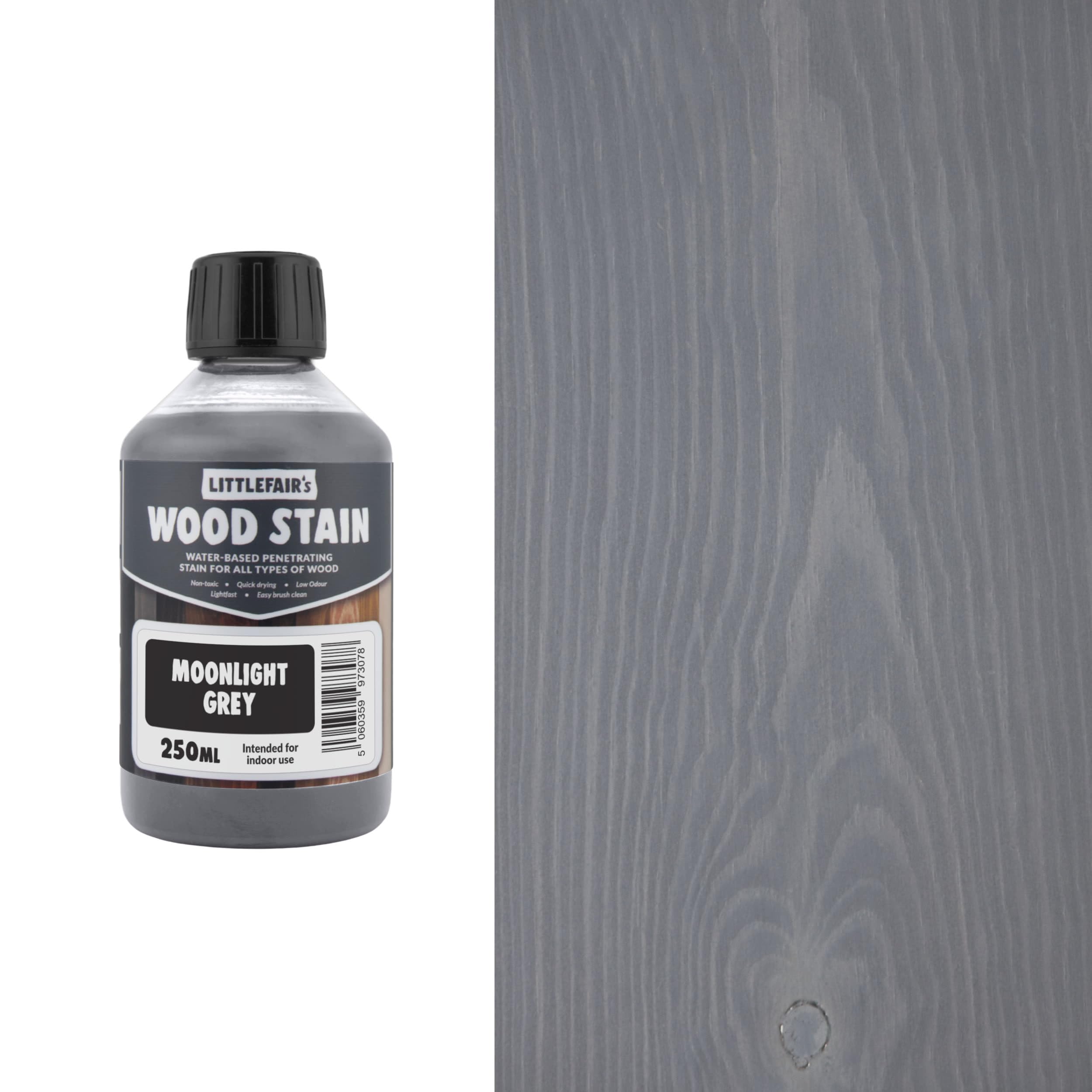 Littlefair's Moonlight Grey Wood Stain Water-Based - (Moonlight Grey) – Non-Toxic, Eco-Friendly & Quick Drying - Easy-To-Apply, Concentrated Formula For All Wood Types – 250Ml