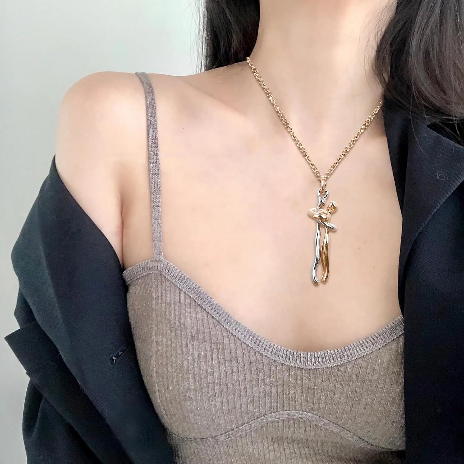 Couple Hug Necklace Gift for Boyfriend and Girlfriend Soulmate Couple Promise Cute Pendant Hugging Love Pendant Personality Jewelry - Image 6