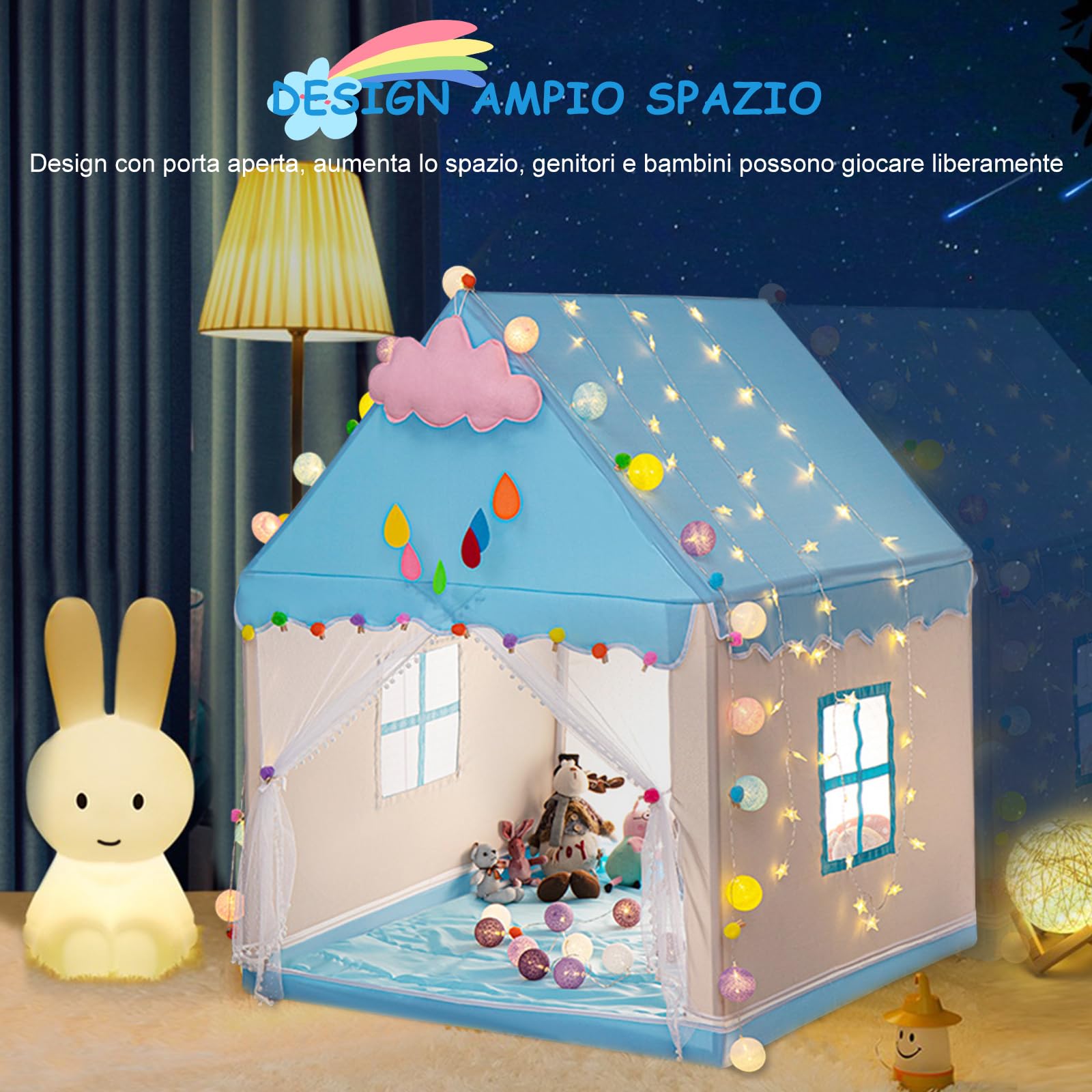 Ergocar Tenda da Gioco per Bambini, Castello dei Sogni Con Palle Colorate, Traspirante Tenda Principessa, Giochi da Esterno per Bambini, Regalo Natale Compleanno