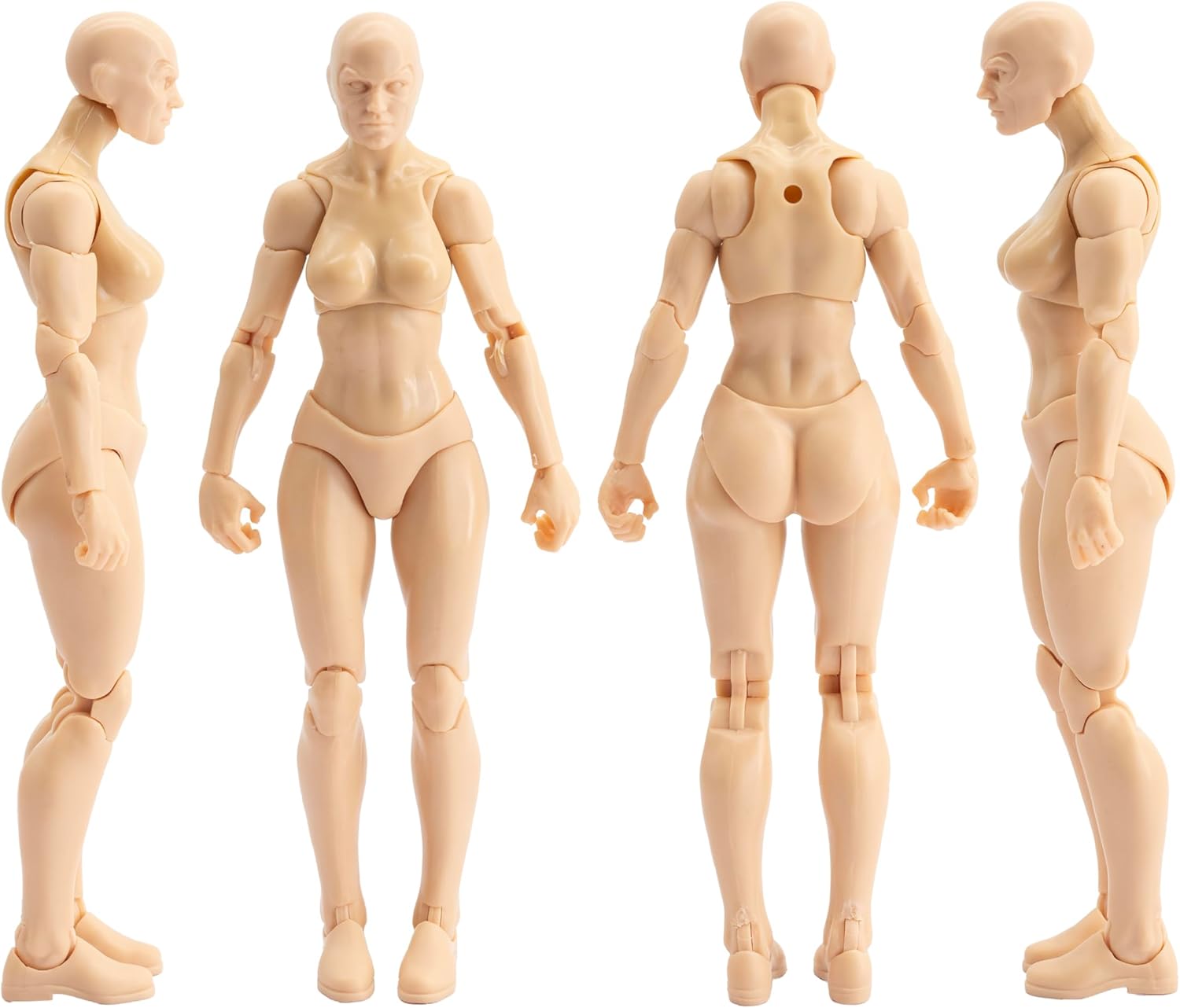 Boss Fight Studio Epic H.A.C.K.S. Blanks Action Figures – Highly Articulated Collectible 1:12 Scale Figurine with Alternate Parts for Customization and Display Stand - Champagne Beige, Female