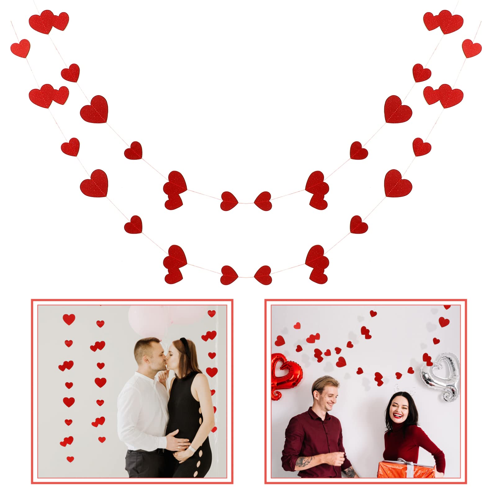 Abaodam Hängende Herzgirlande Aus Glitzer Für Valentinstag Teiliges Dekoration Für Hochzeiten Partys Und Zuhause Kreative Raumgestaltung Für Jeden Anlass