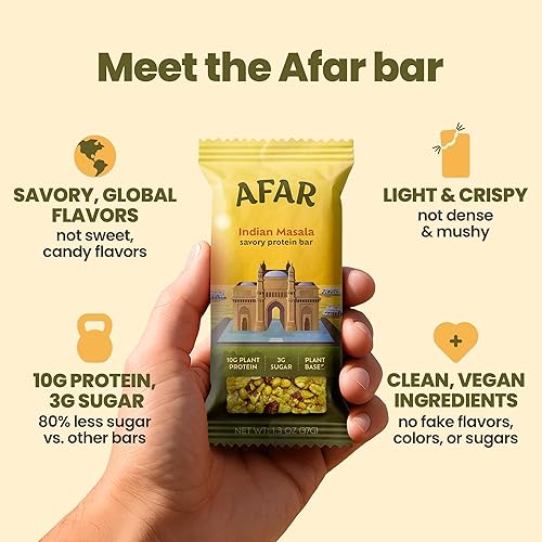 Miniatura 3 de Afar Barras sabrosas de proteínas, bajas en azúcar, altas en proteínas, aperitivos saludables para adultos, barra de reemplazo de comida, textura
