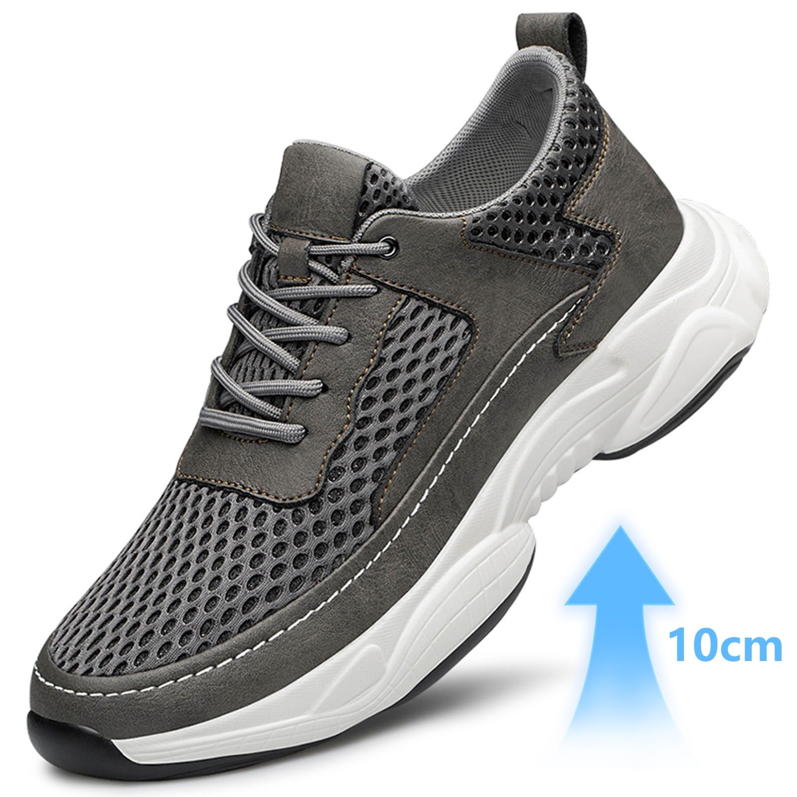 Zapatillas Hombre de malla ligera transpirable con tacón invisible 6/8/10cm Taller Zapatos de deporte casuales Zapatillas transpirables para ciudad, ocio y paseos