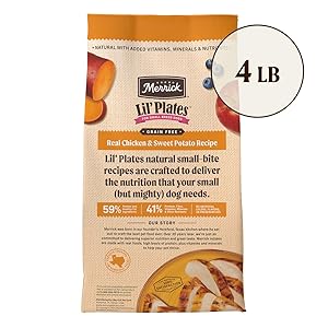 Merrick Lil Plates Premium Grain Free Dry Dog Food For Small Dogs, Real Chicken And Sweet Potato Kibble - 4.0 lb. Bag