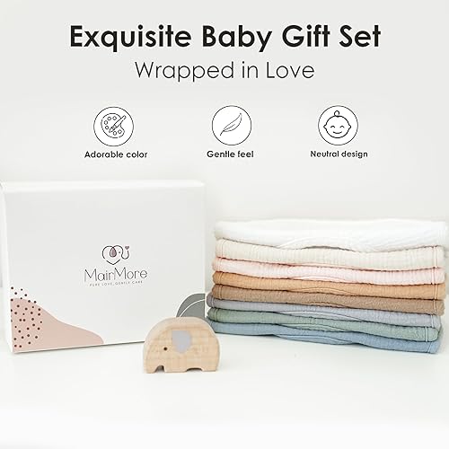 Miniatura 6 de Paquete de 8 baberos de muselina para bebé, baberos de algodón suave para niños y niñas, juego de baberos ajustables y absorbentes para recién
