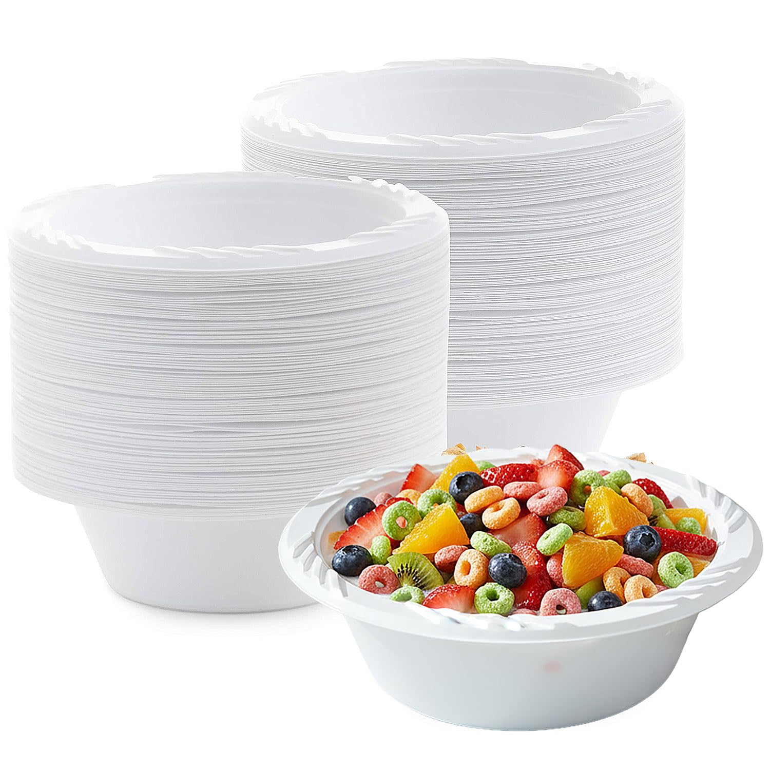 White Plastic Bowls - 12 oz. (100 Count) BPA-Free, Microwavable, Plastic Soup Bowls Perfect Disposable Bowls for Party & Everyday Meals