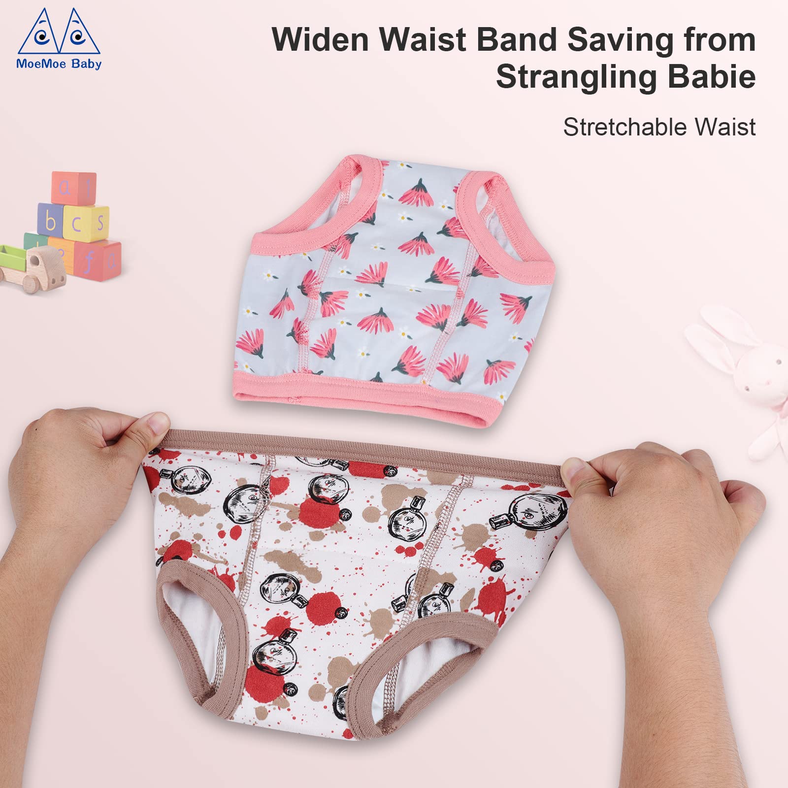 MOEMOE BABY Töpfchen Trainingshose Baby, 8 Stück Trainerhosen Kleinkinder Lernwindel Unterwäsche, Waschbare Töpfchentrainingshose Mädchen Jungen 2 Jahre, Rosa - 4