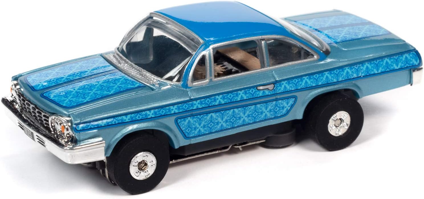 Auto World Thunderjet R31 1962 Chevrolet Bel Air Lowrider (Blue) HO Scale Slot Car