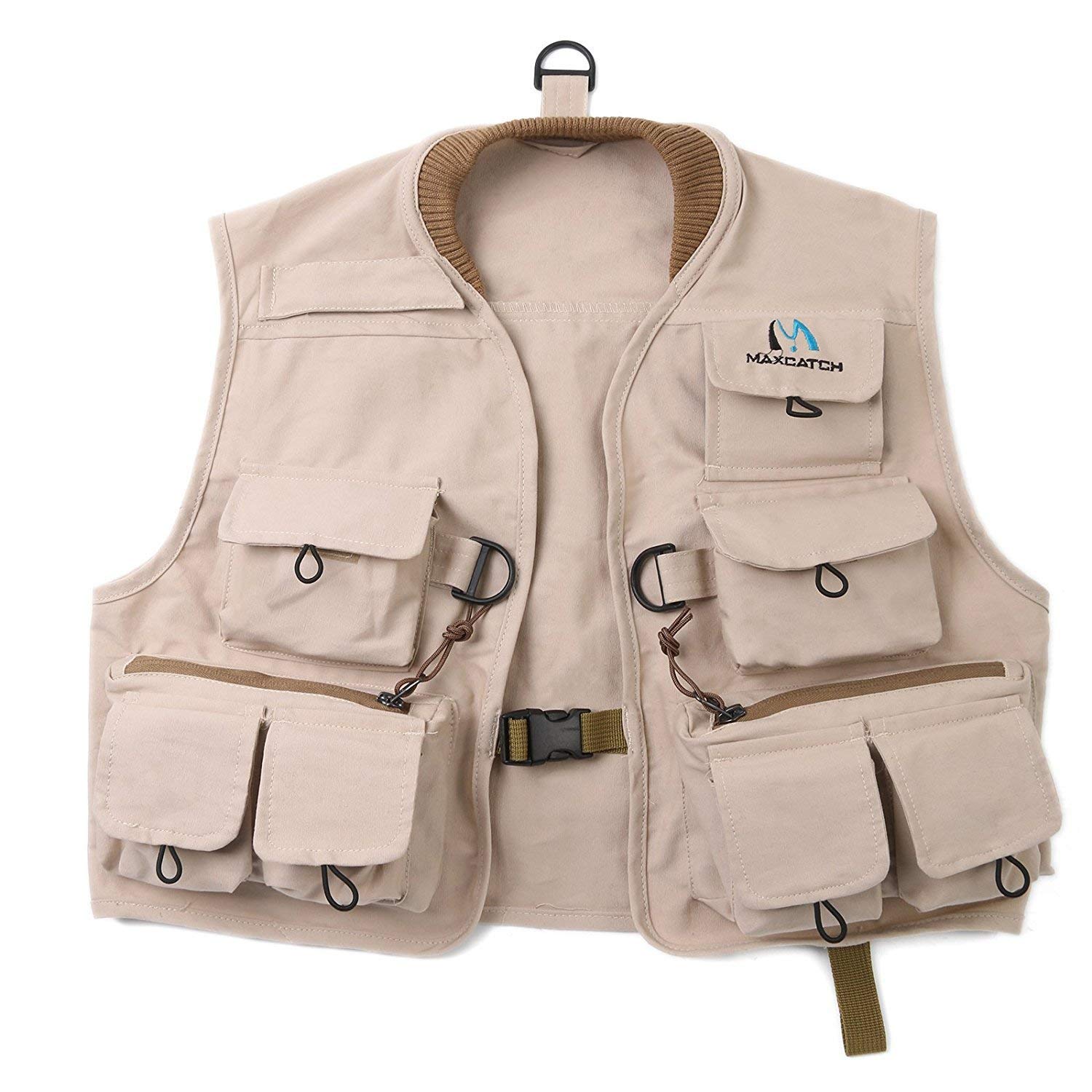Gilet De Pêche à La Mouche Vintage Ausable Pour Homme, Taille L, Beige, Poches Zippées