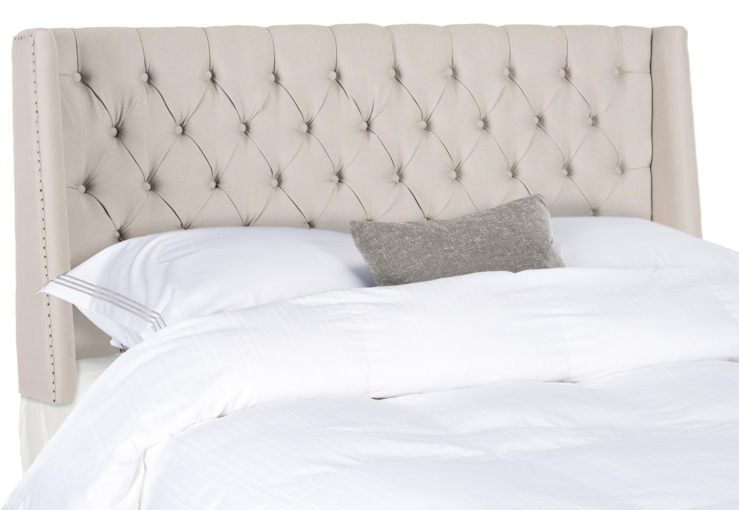 Safavieh Mercer Collection London Winged Upholstered Headboard - Twin Size, Taupe Fabric - View #4