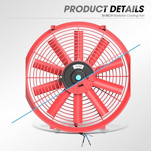 Vista 137 de DNA Motoring Ventilador de radiador delgado de enfriamiento eléctrico de alto rendimiento de 7 pulgadas con kit de montaje, azul, RAF-7-BL+FMK