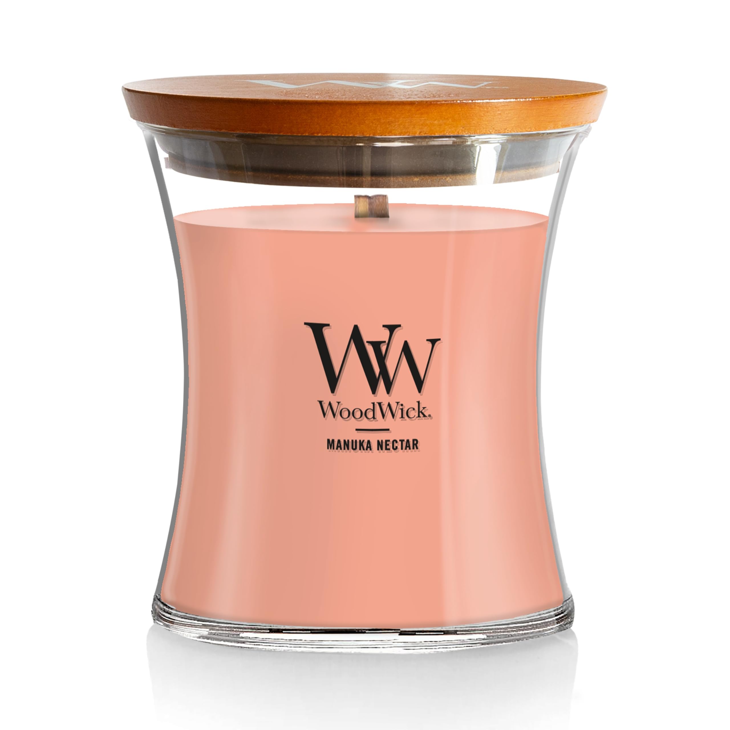 WoodWick Manuka Nectar Scented Medium Hourglass Candle, Crackles as it Burns, Great for Gifting, 9.7oz