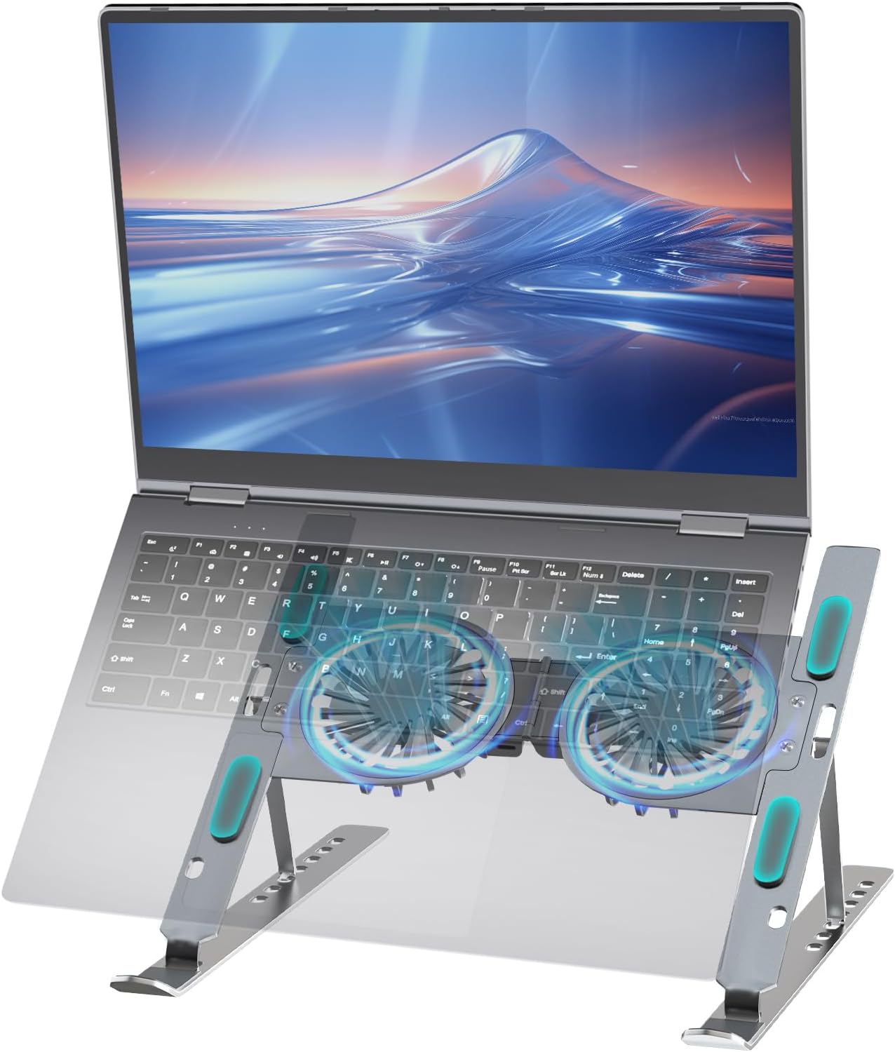 Laptop Cooling Stand with Removable Radiator, Height Adjustable Laptop Cooling Stand for 17" Laptops - Silver