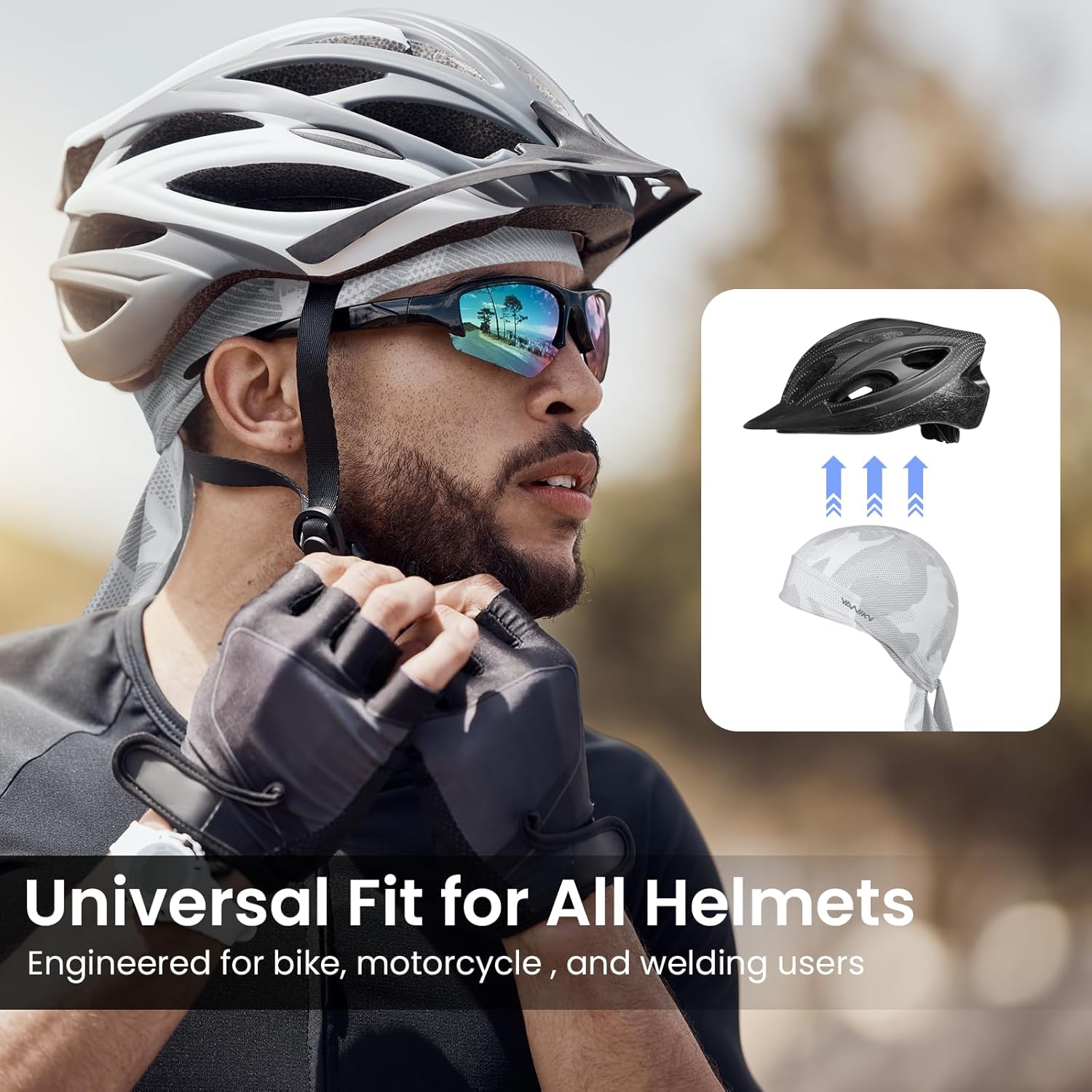 Bandana Skull Caps for Men Women Quick-Drying Cooling Do Rag Breathable Durag Cap Helmet Liner for Cycling Running - Image 3