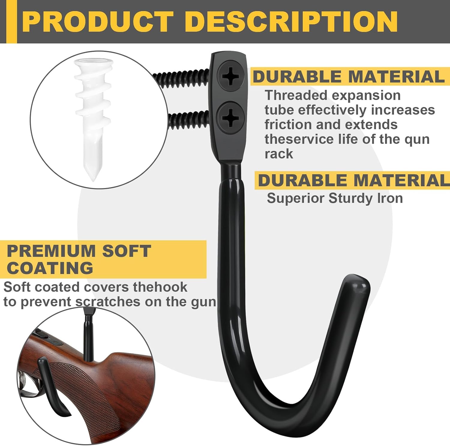 Gun Rack Bulk, Gun Rack for Wall, Gun Wall Mount, Heavy Duty Steel Gun Hook, Indoor Gun Racks for Storing Rifles, Backpack, Garage, Shotguns and Bows (30)