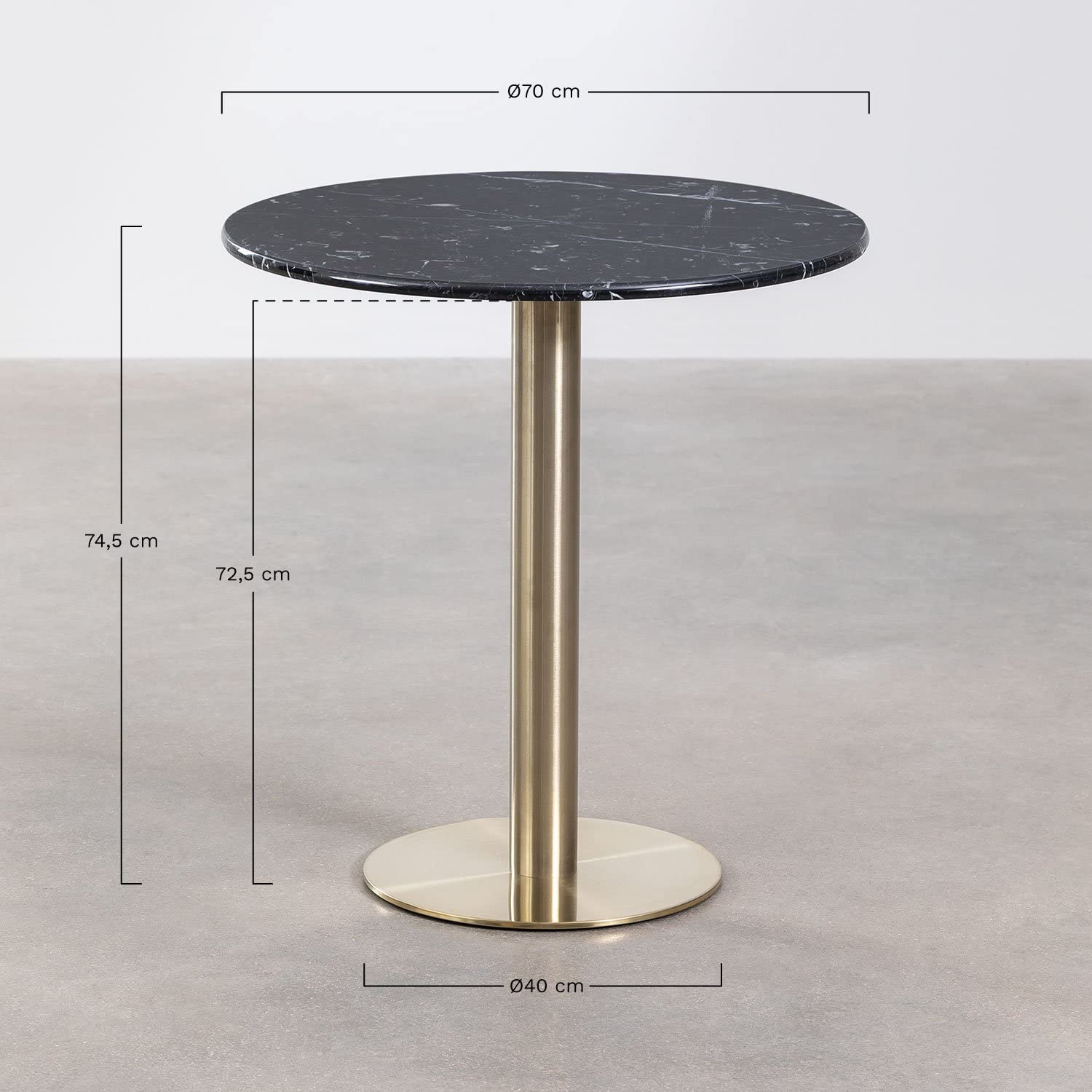 SKLUM Table de Bar Ronde en Marbre Chack Métallisé Or Rose Ø70 cm
