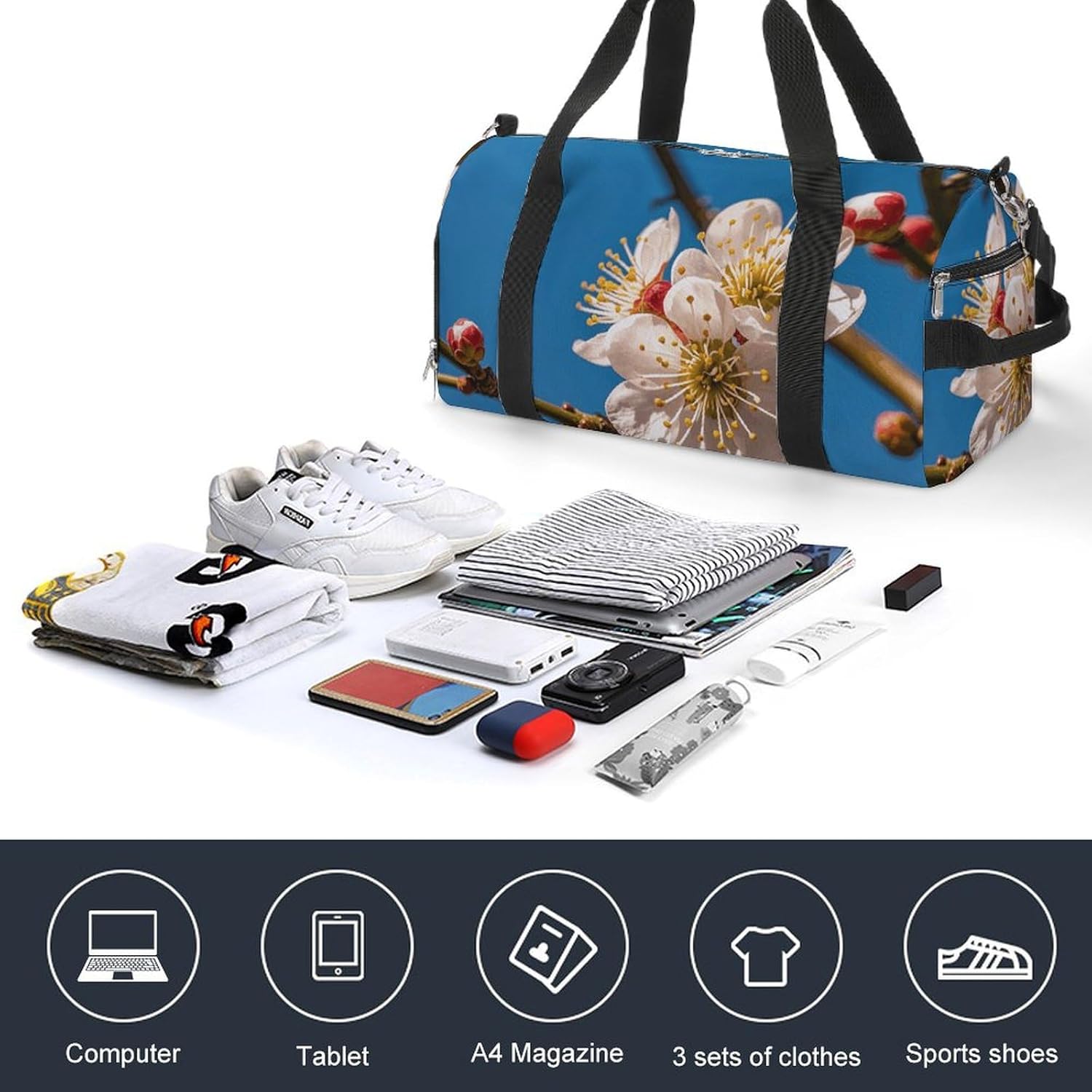 Gym Bag for Men Travel Duffle Bag Plum Blossom Tote Bag Weekender Duffel Bag Weekender Bag for Sports