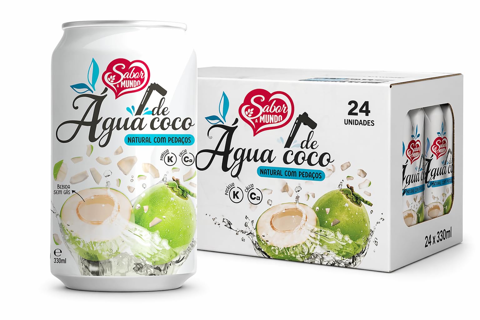 Pack 24 Agua de Coco Natural con Pulpa 330ml Sabor a Mundo | Bebida Isotónica Natural, Rica en Potasio y Calcio, Sin Gas, Hidratación Saludable