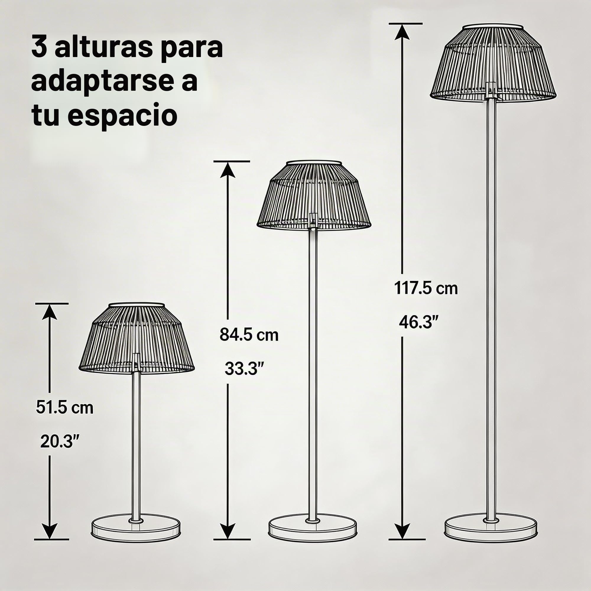 Lámpara Solar Exterior Impermeable 3 Alturas - Luz Auto-On al Anochecer, Diseño de Mimbre para Terraza, Jardín, Balcón - Ambiente Acogedor Sin Cables