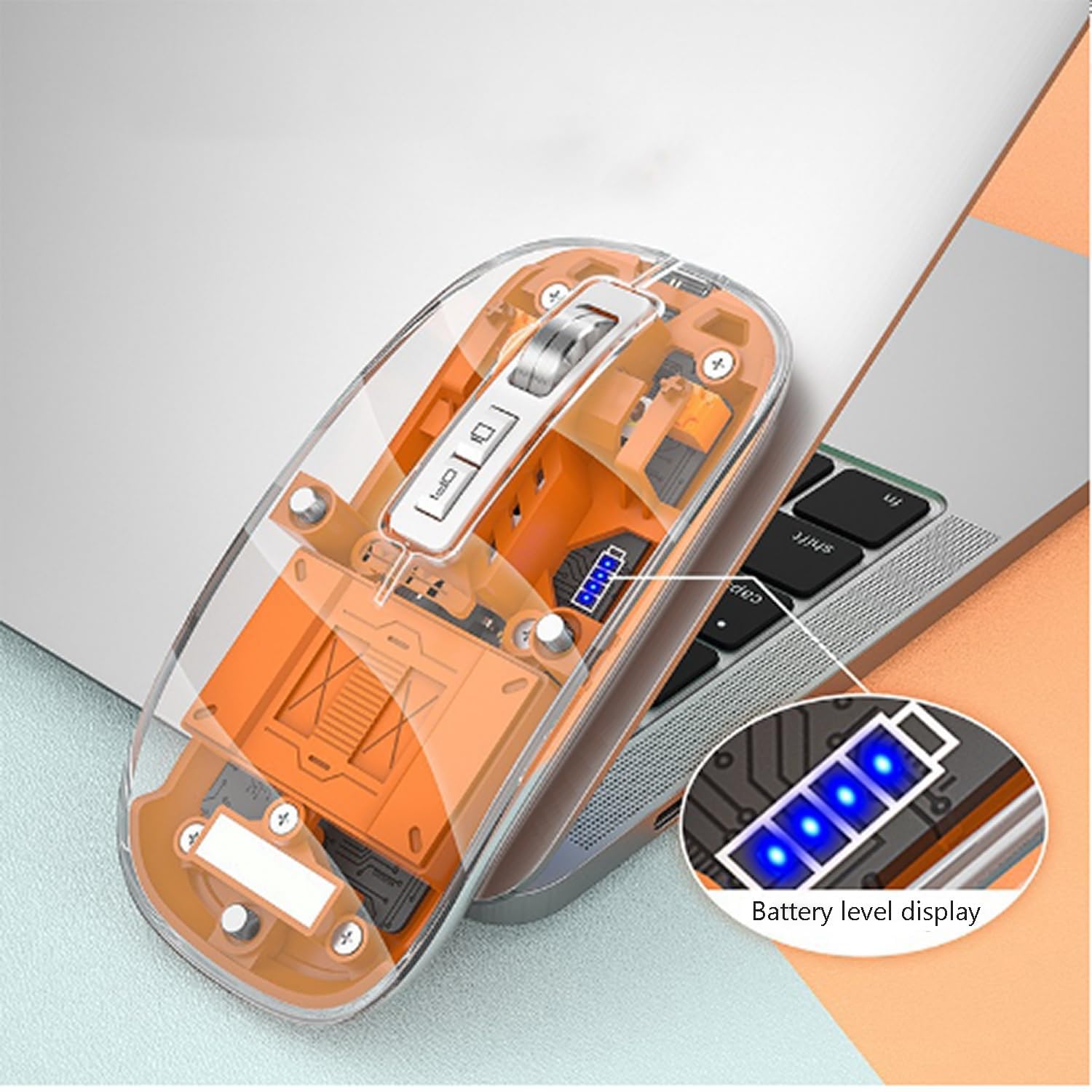 Mouse wireless Bluetooth da 2,4 GHz, 4 DPI, mouse ottico USB regolabile, silenzioso, luminescenza, mouse senza fili, con display di alimentazione, ricaricabile, compatibile per laptop Android,