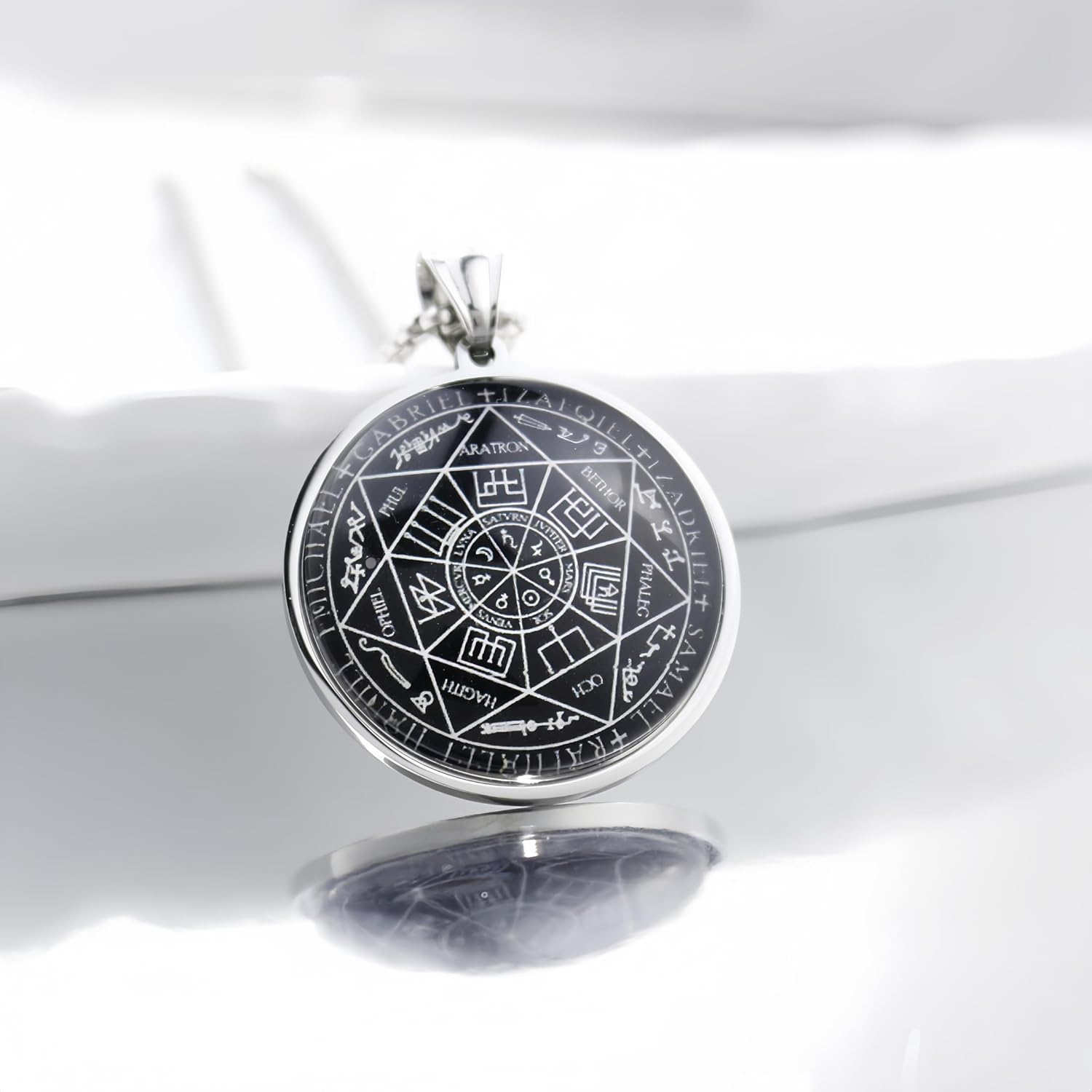 Seven Angel Medal Pendant Stainless Steel Glass Solomon Talisman Necklace Guardian Jewelry Men and Women 24 inch Gift Set - Image 3