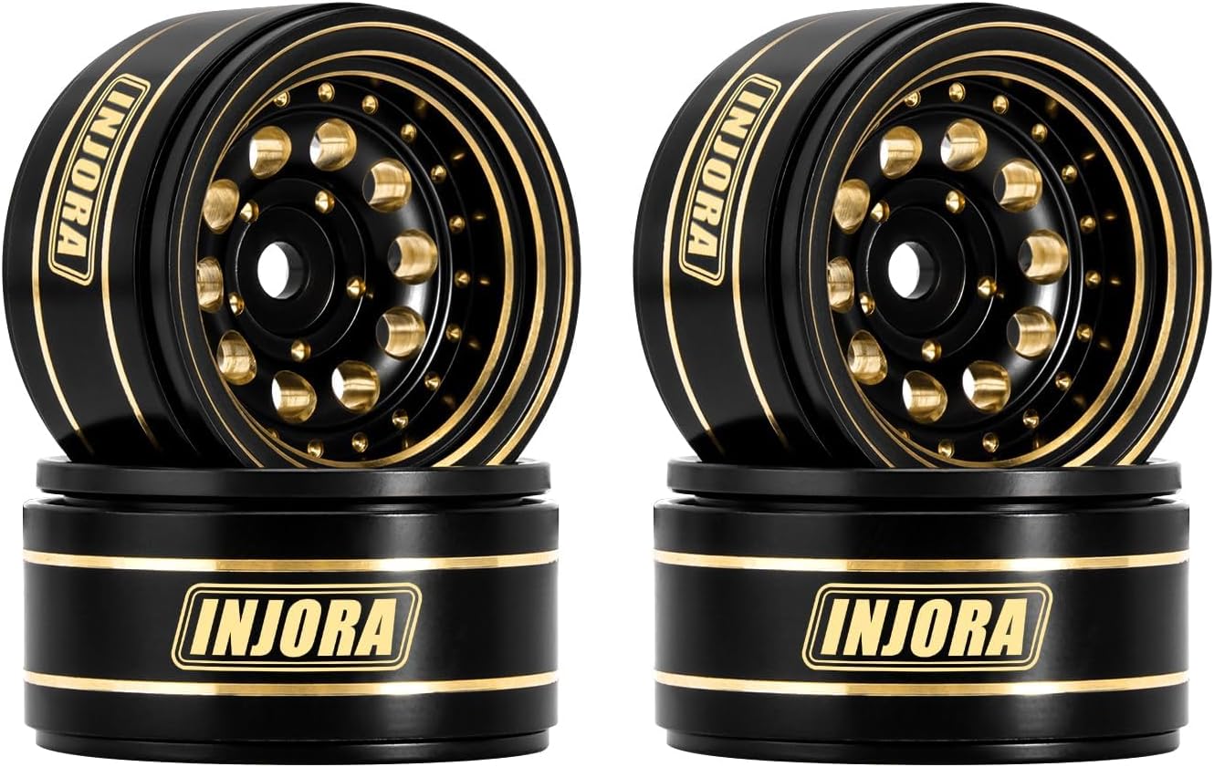 INJORA 1.0 ビードロックホイールリム ブラックコーティング 真鍮リム 1/24 1/18 RCクローラーカーアキシャルSCX24 AX24 TRX4M FCX24、39g