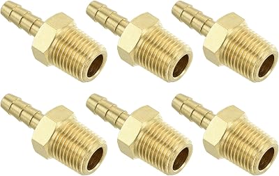 uxcell Brass Hose Barb Fittings 6pcs 1/8" Barbx1/8 NPT Male Brass Barb Pipe Fitting for Water Fuel Air