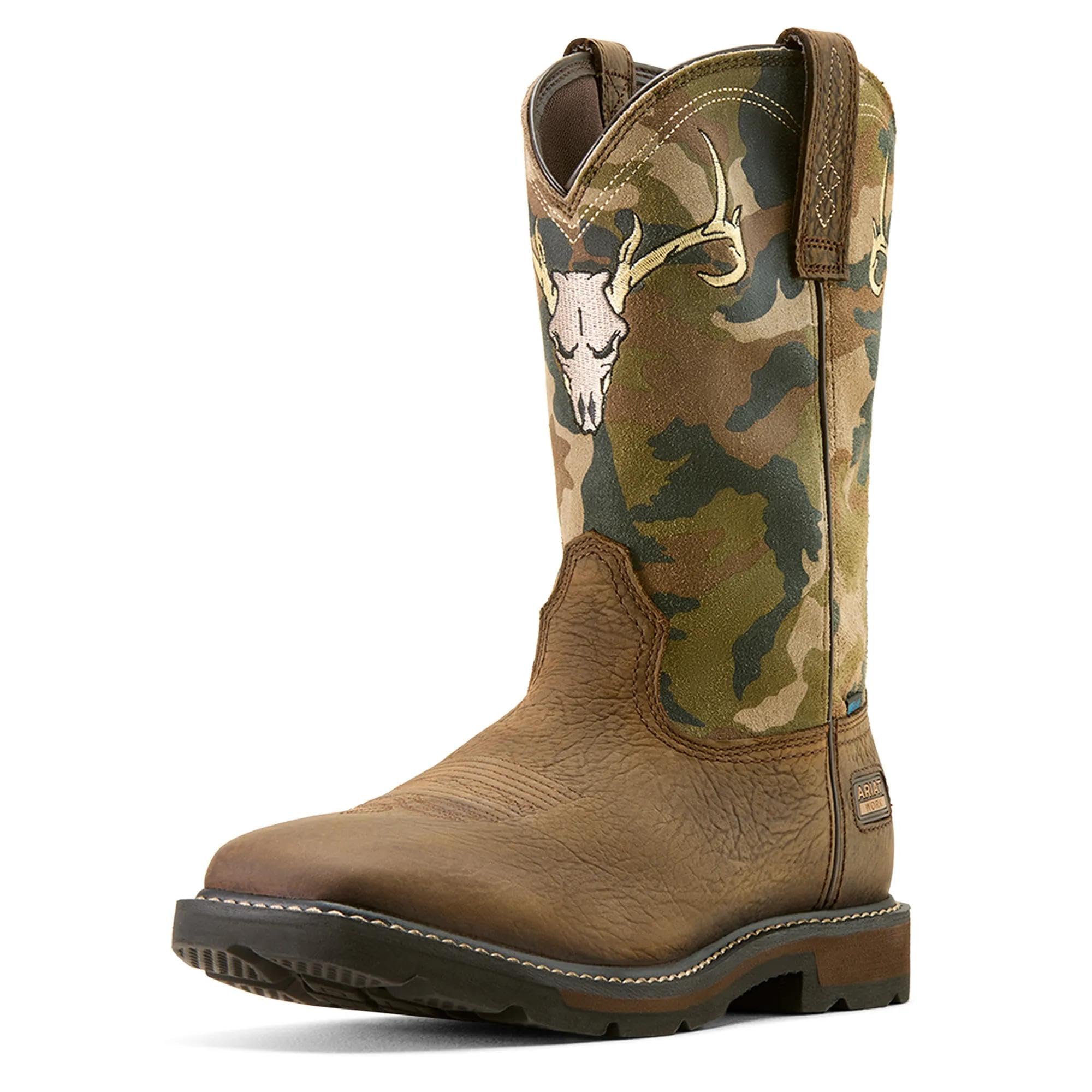 ARIAT Men's Groundbreaker Antler Waterproof Wide Square Toe Work Boot
