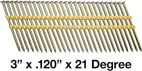Miniatura 10 de 3 pulgadas x 0.120 pulgadas (10d) 21 grados - Revestimiento de vinilo - Plástico revestido - Enmarcado - Clavos - Caja pequeña  476 clavos