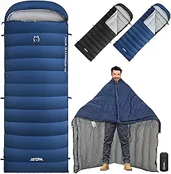 ATEPA Mochila saco de dormir leve, saco de dormir com enchimento 650+ para adultos em clima frio -9,4 °C XL 4 estações saco de dormir compacto para caminhadas, acampamento