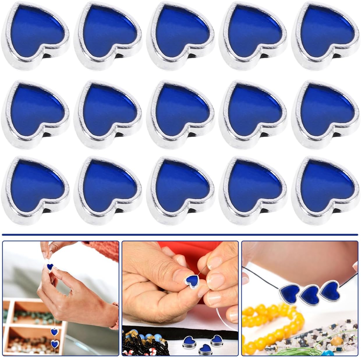 Heart-Shaped Spacer Beads for Jewelry Making 0.31In Alloy Beads Kit for DIY Bracelets Necklaces Earrings and Crafts - Image 9