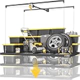 Garage Ceiling Storage Racks – 4x8 FT Overhead Garage Storage Rack with Safety Lock, Heavy-Duty Ceiling Mounted Lift System and Storage Organizer, Ideal for Maximizing Overhead Space, 325 lbs Capacity