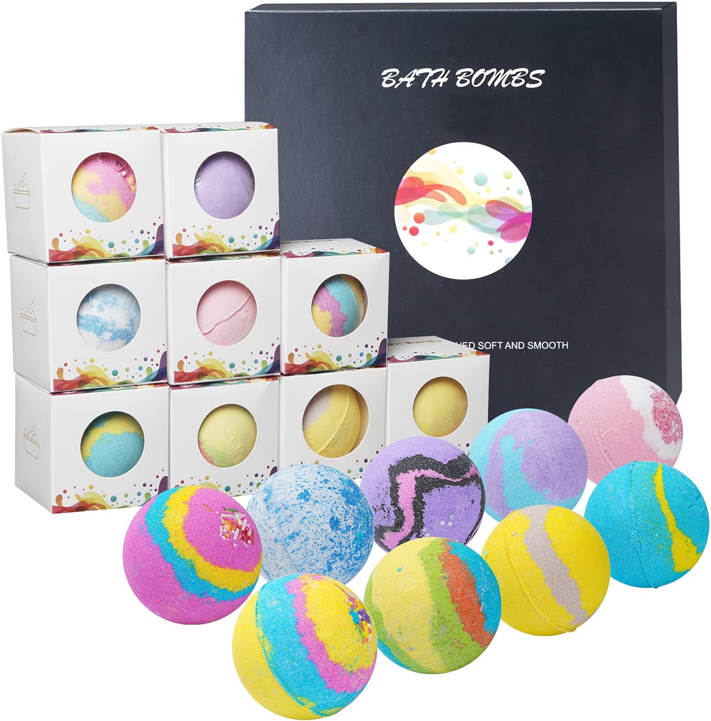 Bath Bombs Gift Sets, Handmade Aromatic Bubble Bath, Bath Melts for Relaxation and Mind Soothing (9 Pieces)