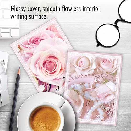 Miniatura 5 de The Best Card Company - Juego de 20 tarjetas de notas en blanco surtidas de 4 x 5.12 pulgadas con sobres (10 diseños, 2 de cada uno) - Rosas rosas