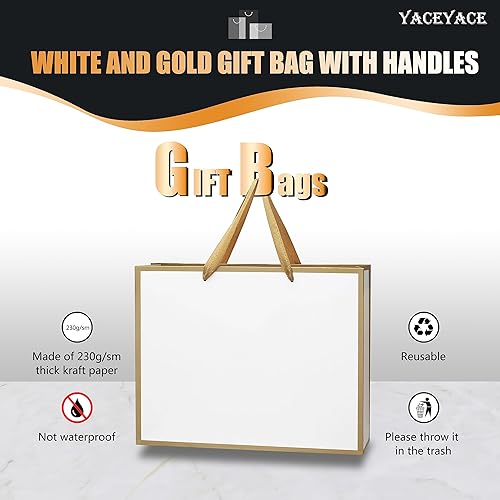 Vista 33 de YACEYACE - Bolsas de regalo negras con asas a granel, 20 unidades de 8 x 4 x 10.5 pulgadas, bolsas de regalo de papel negro a granel con marco Negro