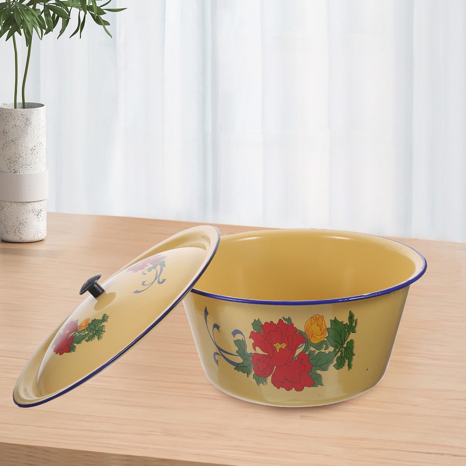 Abaodam Pentola per Stufati Smaltata Coperchio 26 Cm, Casseruola la Cottura di Alimenti e Brodo Domestico, Pentola Fondo Piatto per Riscaldamento Uniforme, Uso Cucina Stile Stili Multipli
