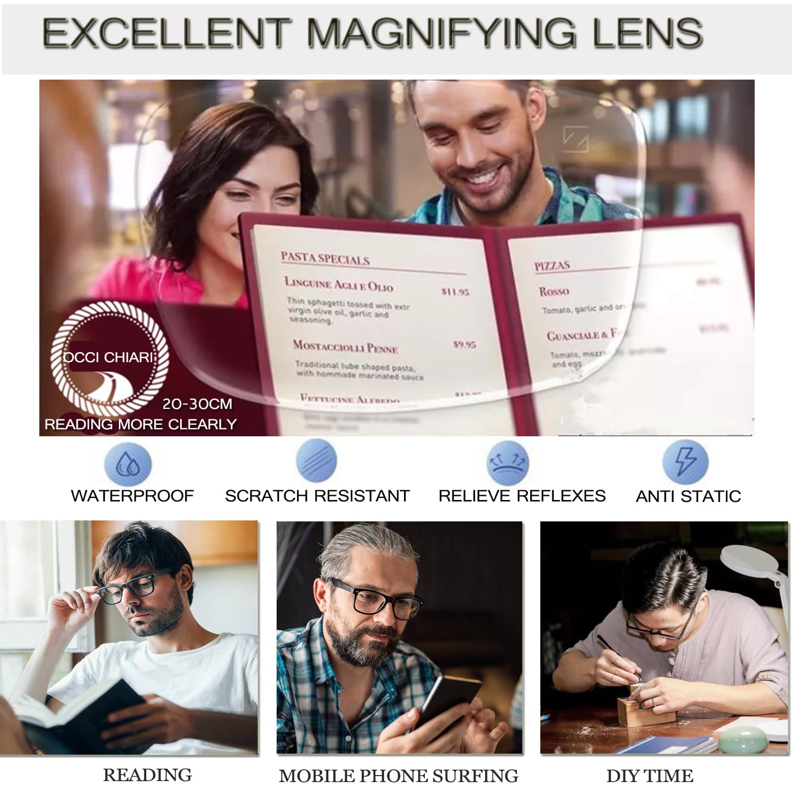 OCCI CHIARI Lightweight Men's Reading Glasses 1.0 Medium Rectangle Readers Glasses for Men Glasses for Reading Metal Spring Hinge (Black 100) - Image 4