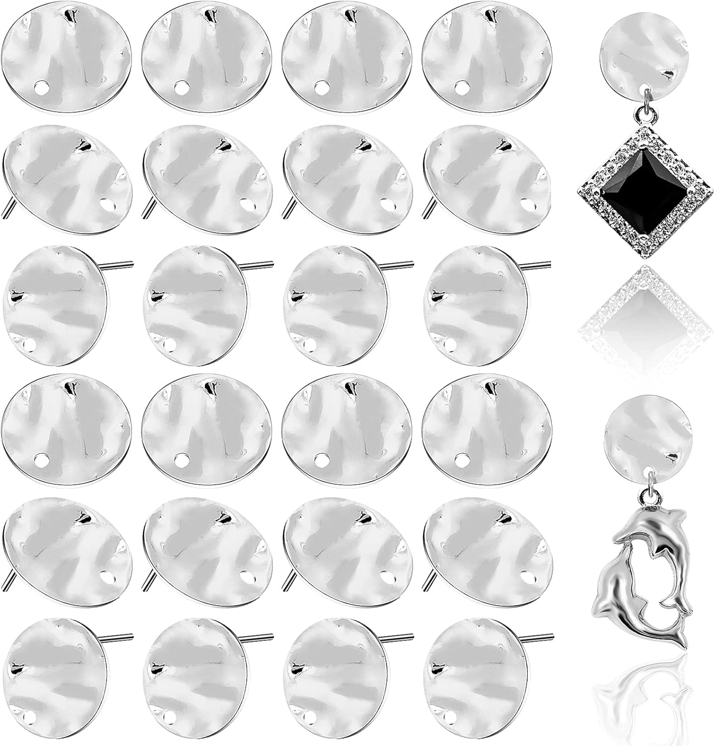 50 Pieces Earring Posts Stainless Steel 13.0 mm Flat Round Earring Posts for Jewelry Making DIY Ear Studs Craft Supplies for Women Jewelry Making Findings