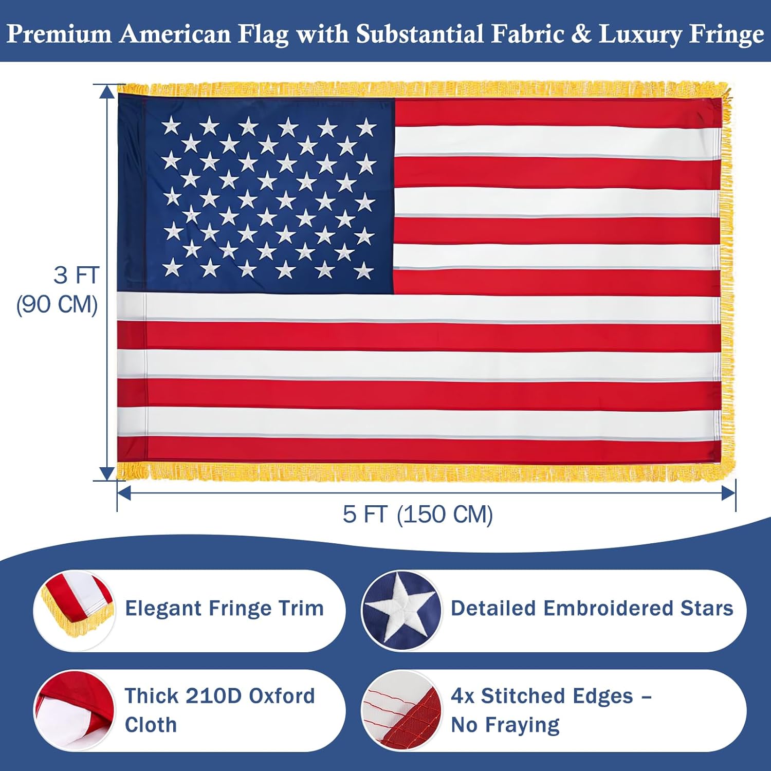 NQ 8FT Indoor Flag Pole and Stand Set, Stainless Steel Flagpole Kit with Embroidered US Flag, Aluminium Eagle Topper, Flag Spreader for Office, Meeting Room, Lobby, Auditorium, School (Silver)