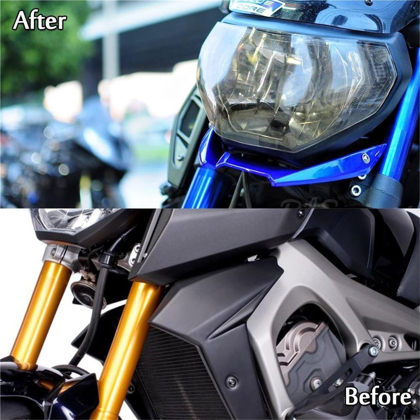 Front Bumper Splitter dachowy Pasuje do Yamaha MT09 FZ09 2014-2016, przedniego górnego owiewki reflektora, uchwytu mocującego spojlera