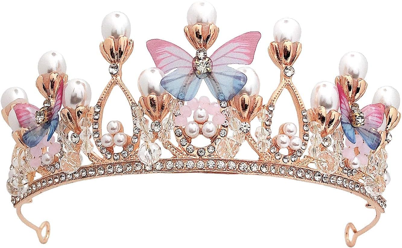 CRETOMATIC Crown for Women and Girls Birthday ose Gold Crowns Banner Queen Princess Gift Party Accessories Favors