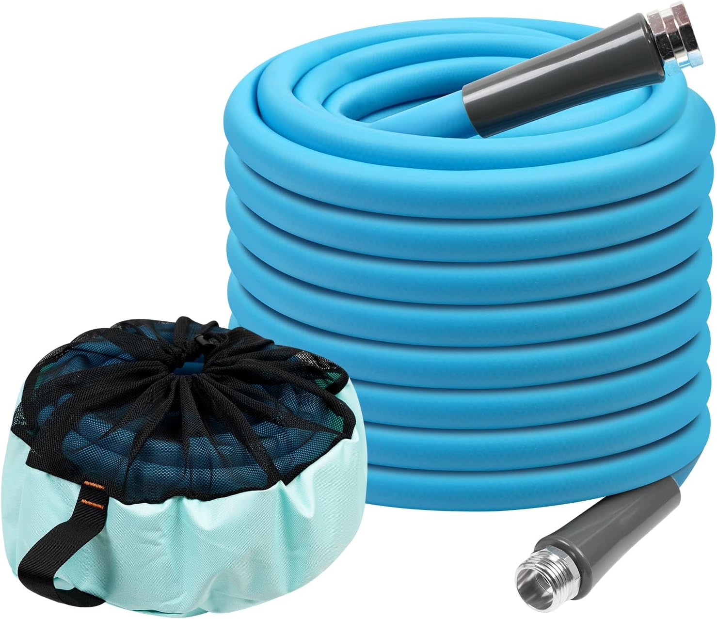 BHB 75 FT Garden Hose 5/8" ID Heavy Duty Water Hose Compatible with Garden & RV Ultra-Flexible Hybrid Polymer Kink & Tangle Resistant GHT3/4" Aluminum Connectors 600 Psi with Storage Bag