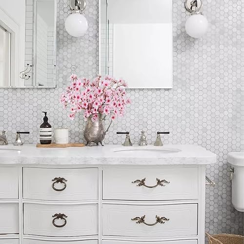 Miniatura 8 de HO2NLE 8 ramas de flores artificiales de seda sintética flores de cerezo flores falsas para el hogar jardín restrante hotel fiestas bodas centros de