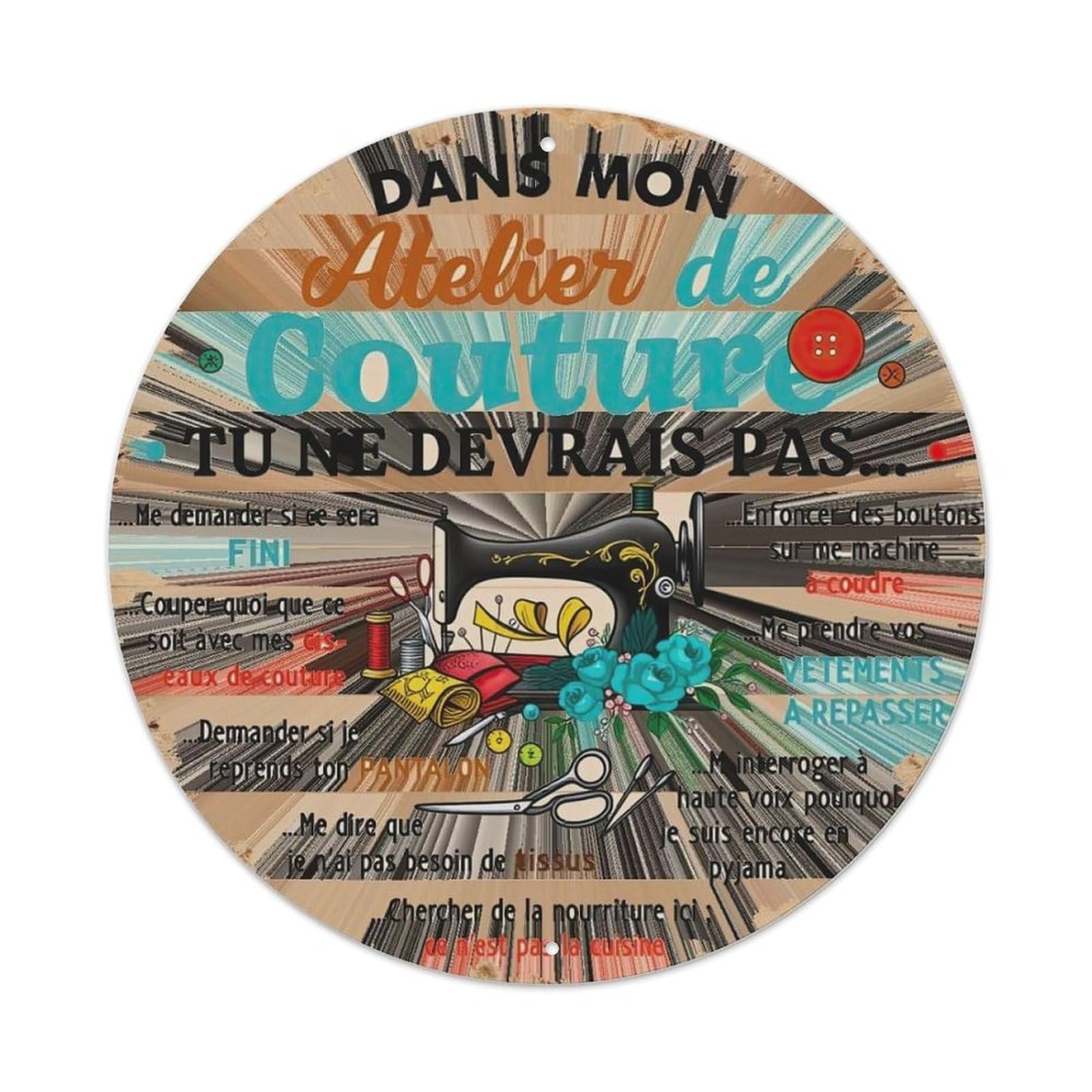 Sewing Machine Scissors Fabric Buttons Flowers Metal Tin Sign