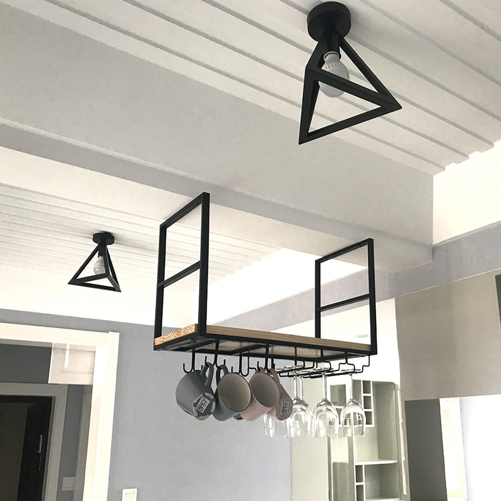 Naścienna półka na rośliny z litego drewna wiszący stojak na kieliszki do wina styl vintage loft stojak na rośliny z jednowarstwowym uchwytem ściennym