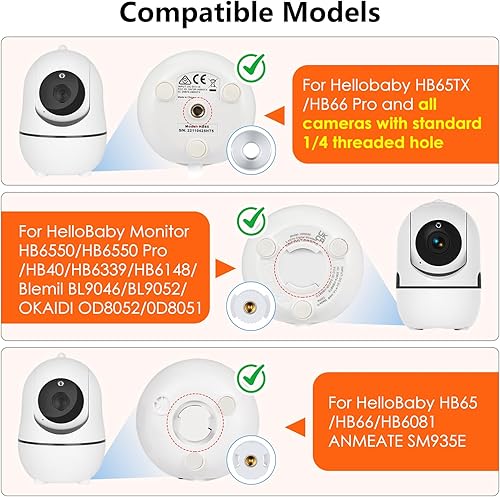 Miniatura 2 de Soporte trípode para monitor de bebé, soporte flexible para cámara de bebé compatible con HelloBaby HB65/HB40/HB6550/HB66/HB6339/HB6550 Pro, ANMEATE
