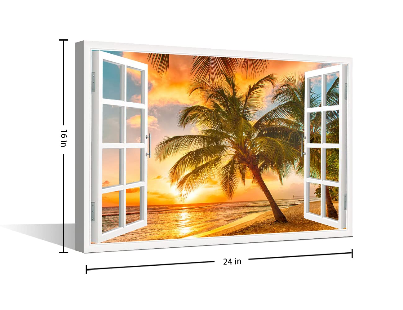 Natural Scenery Wall Art for Living Room Home Modern Decor Canvas Tropical Ocean Pictures Window View Poster House Decorations Artwork Paintings Framed Prints Stretched Ready to Hang - Image 2